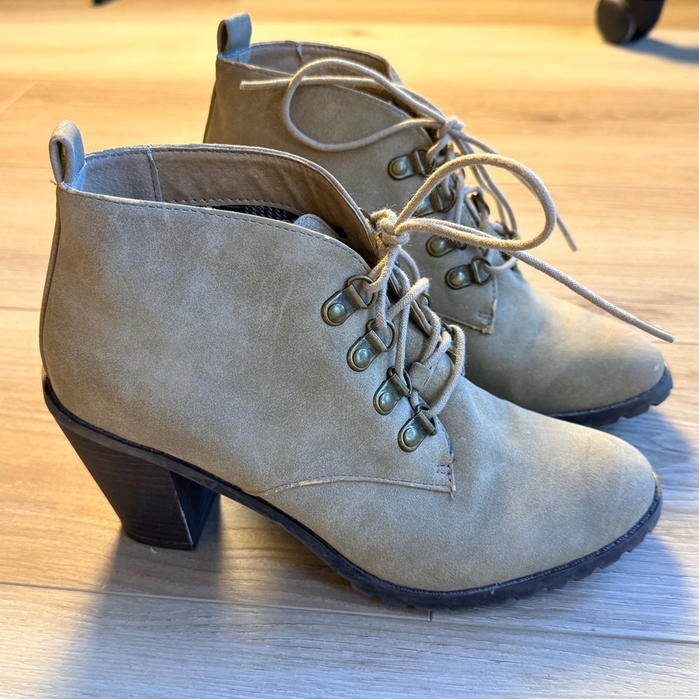 Restricted Tan Lace-Up Booties